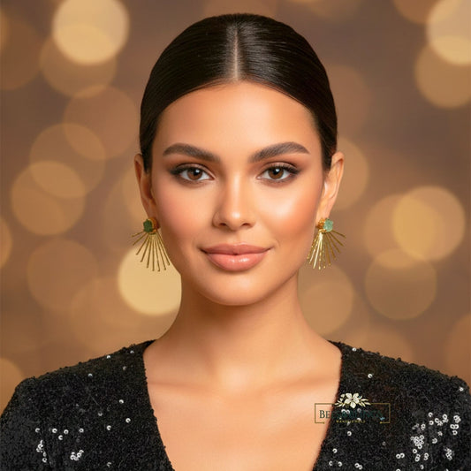 goldplated-c-green-spyke-earring