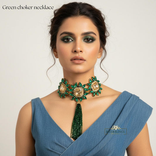 green-choker-party-necklace