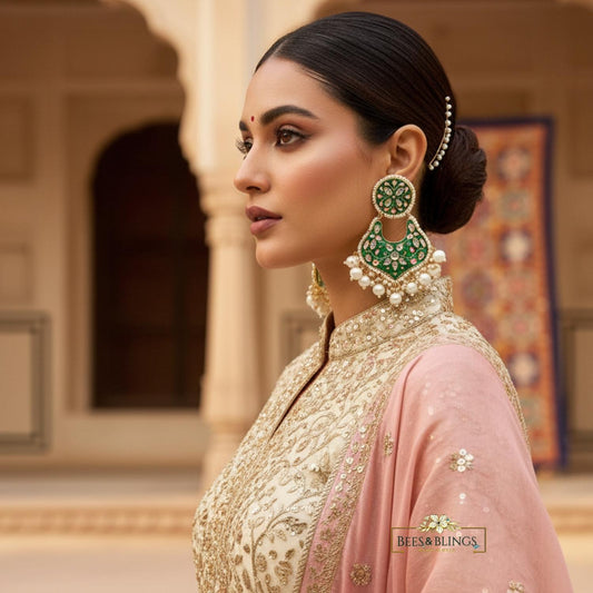 green-jhumkis
