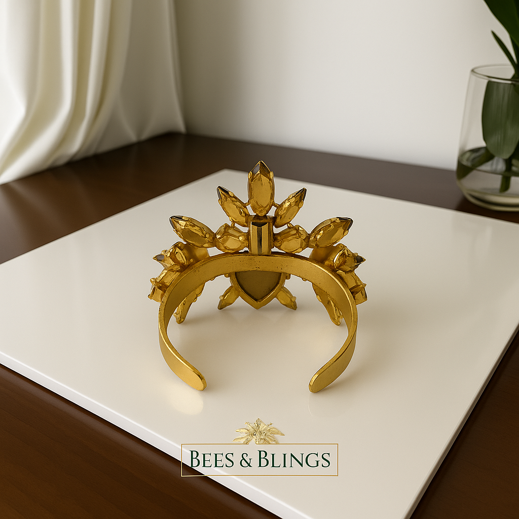 rhinestone goldplated hand bracelet