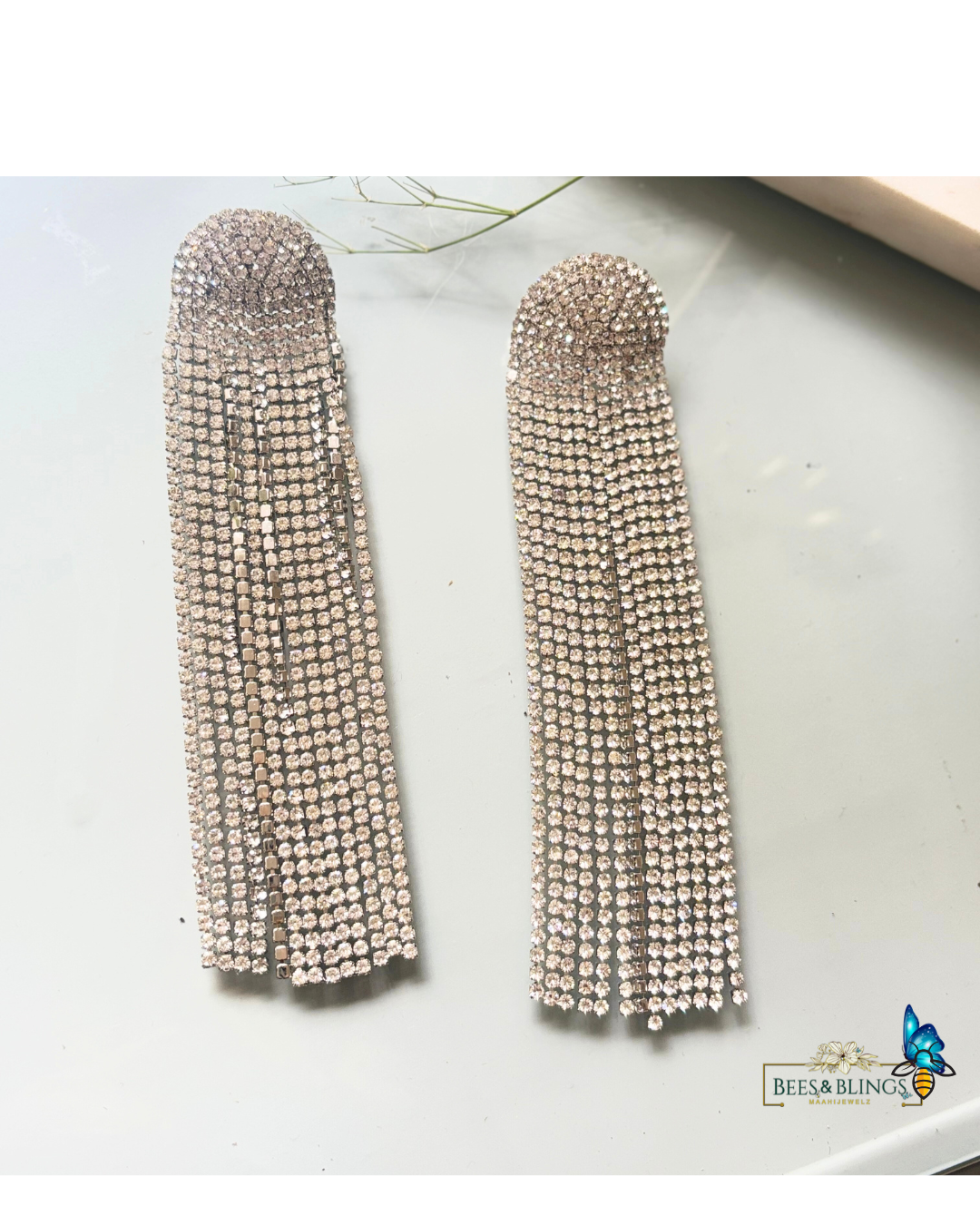 silver party tassel earrings