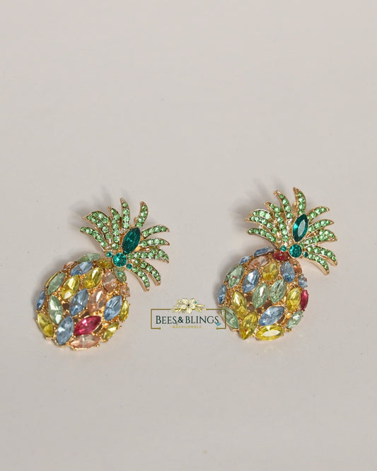 multicolor-pineapple-statement-earrings
