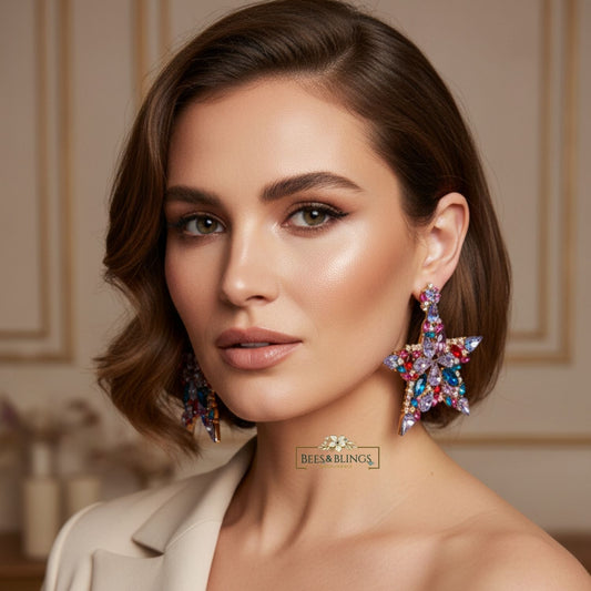 Multicolor Rhinestone Statement Earrings