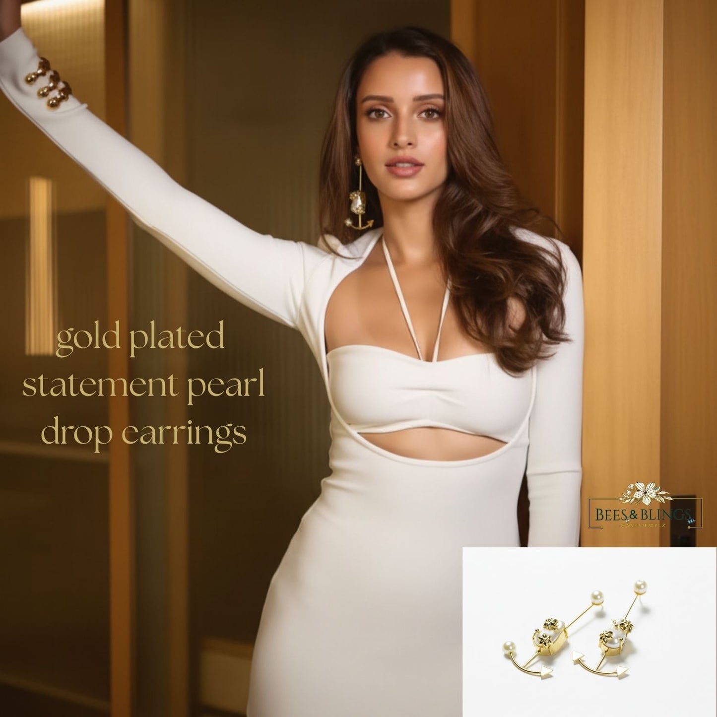 gold plated baroque statement earrings