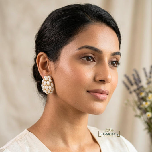 White Pearl Teardrop Earrings