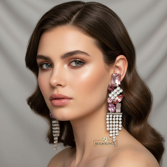 pink-statement-tassels-earrings
