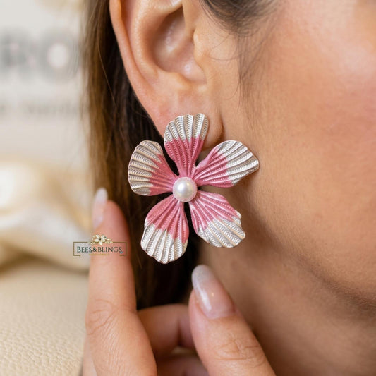 Pink Blossom Statement Earrings