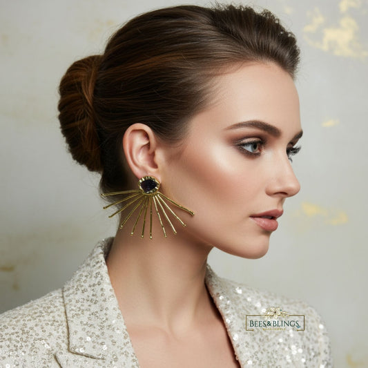 golden druzzy statement earrings