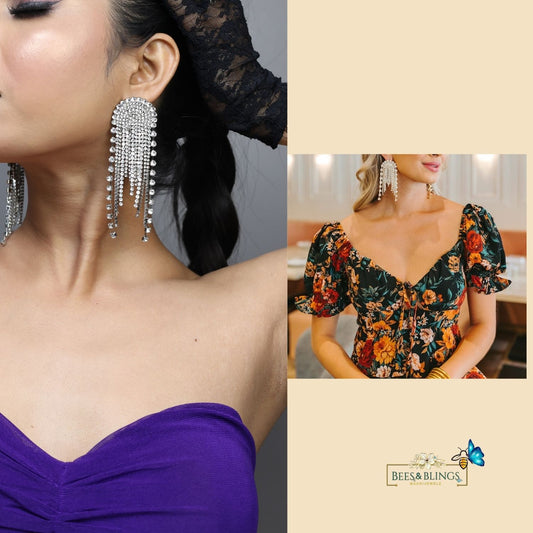 silver party tassel earring