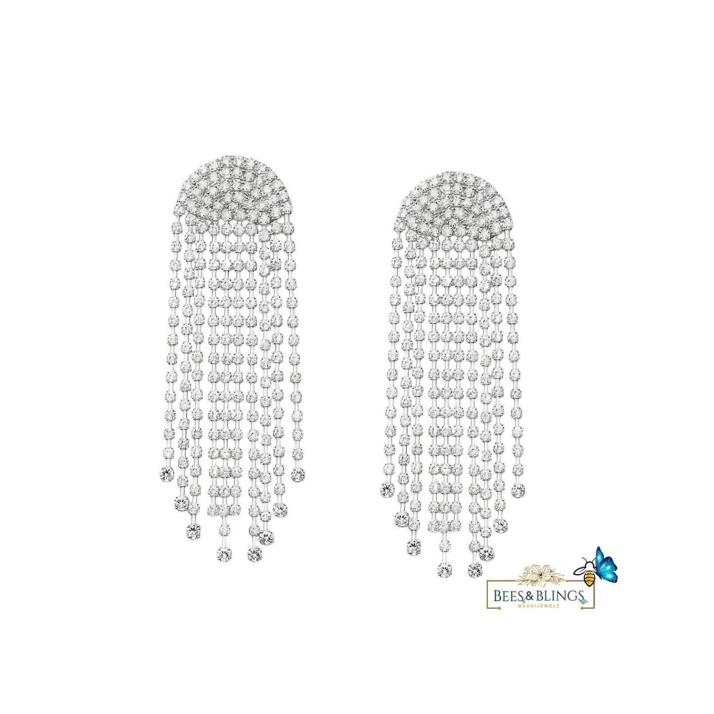 silver party tassel earring