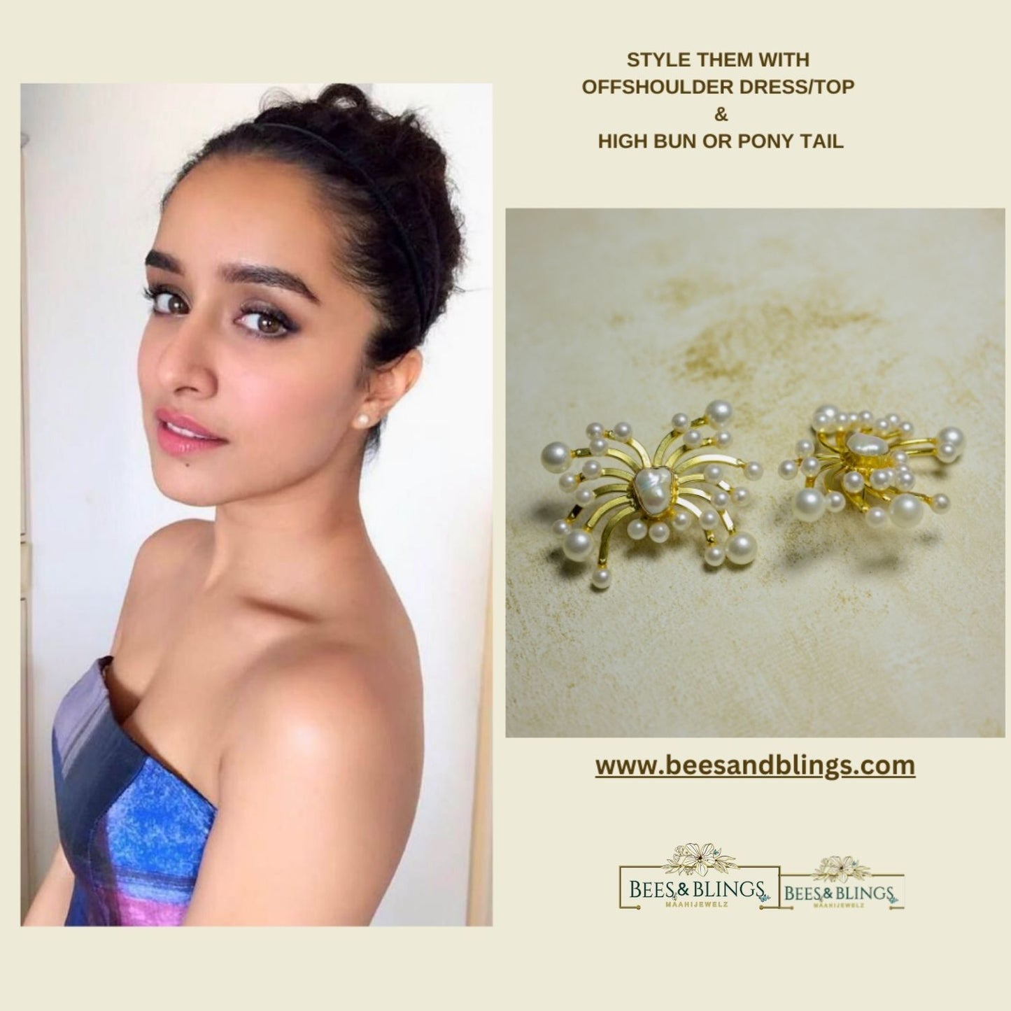 Golden Pearl Statement Earrings