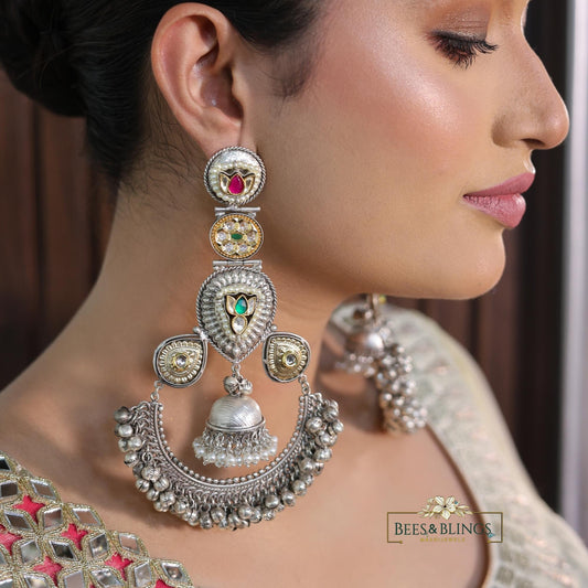 silver-ethnic-kundan-jhumkis