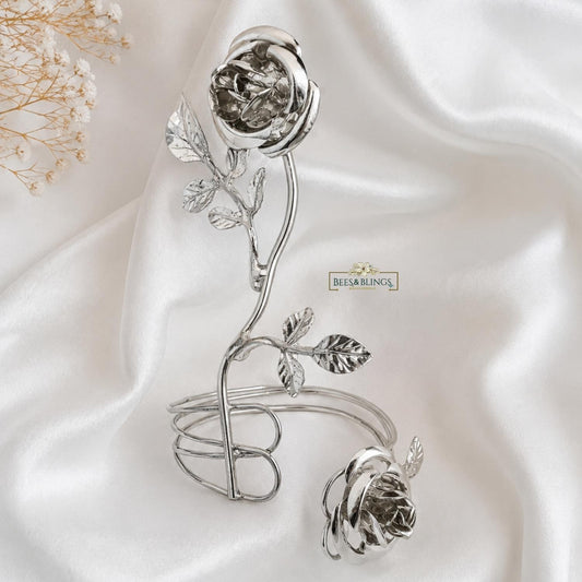 Silver floral Arm cuff