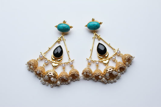 turquoise-handmade-chandbali-statement-earrings