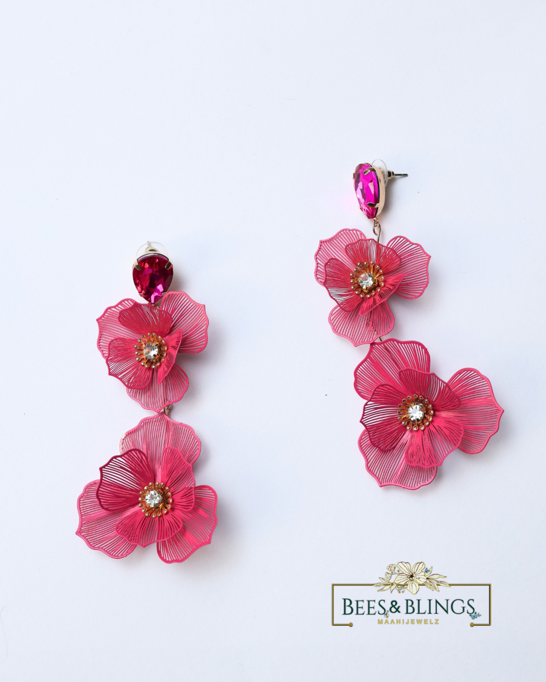 pink-floral-party-earrings