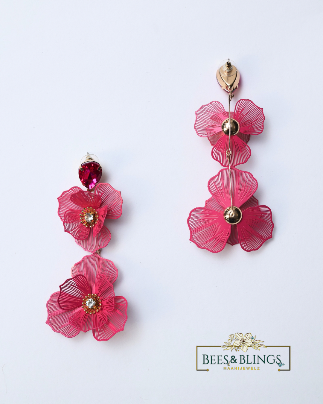 pink-floral-party-earrings