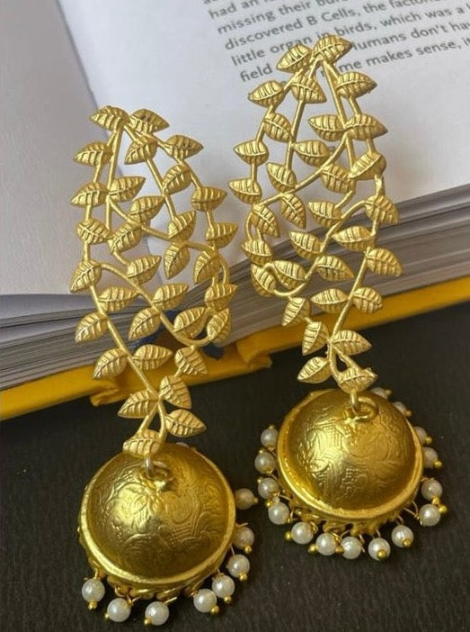 Traditional Gold Plated Kundan Jhumkis