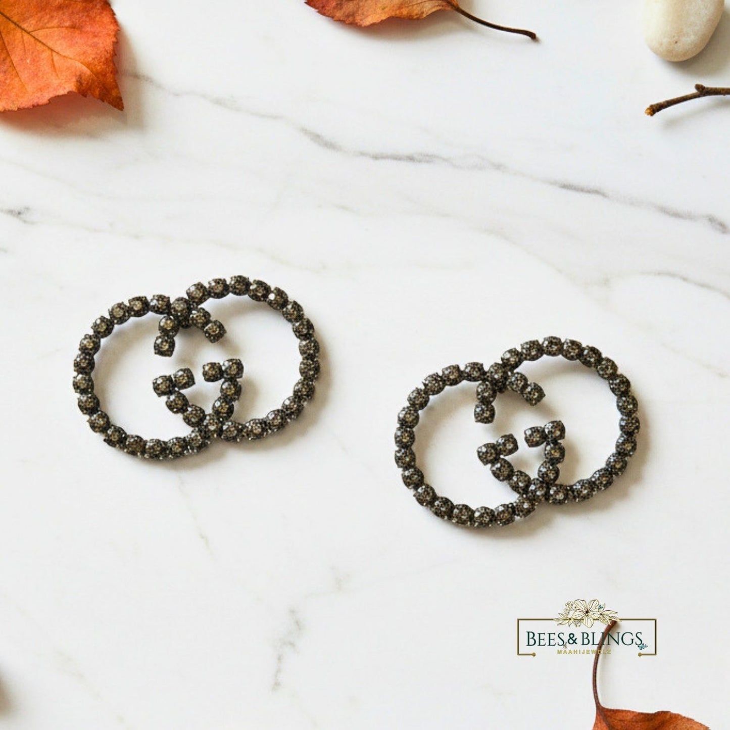 Grey party studs earrings
