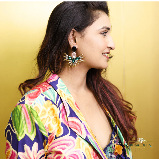 Golden-green party-earrings