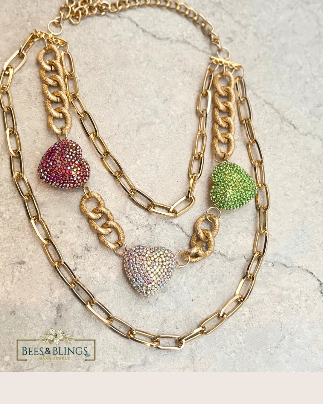 Triple Heart Charm Necklace