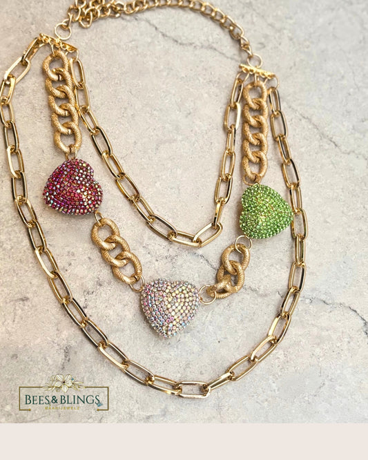 Triple Heart Charm Necklace