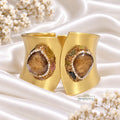 Golden Gemstone Statement Cuff Bracelet
