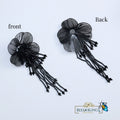 Black Floral Tassel Earrings