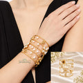 Gold-Tone Pearl Floral Statement Cuff Bracelet
