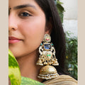 Blue-kundan-Jhumka-Earrings