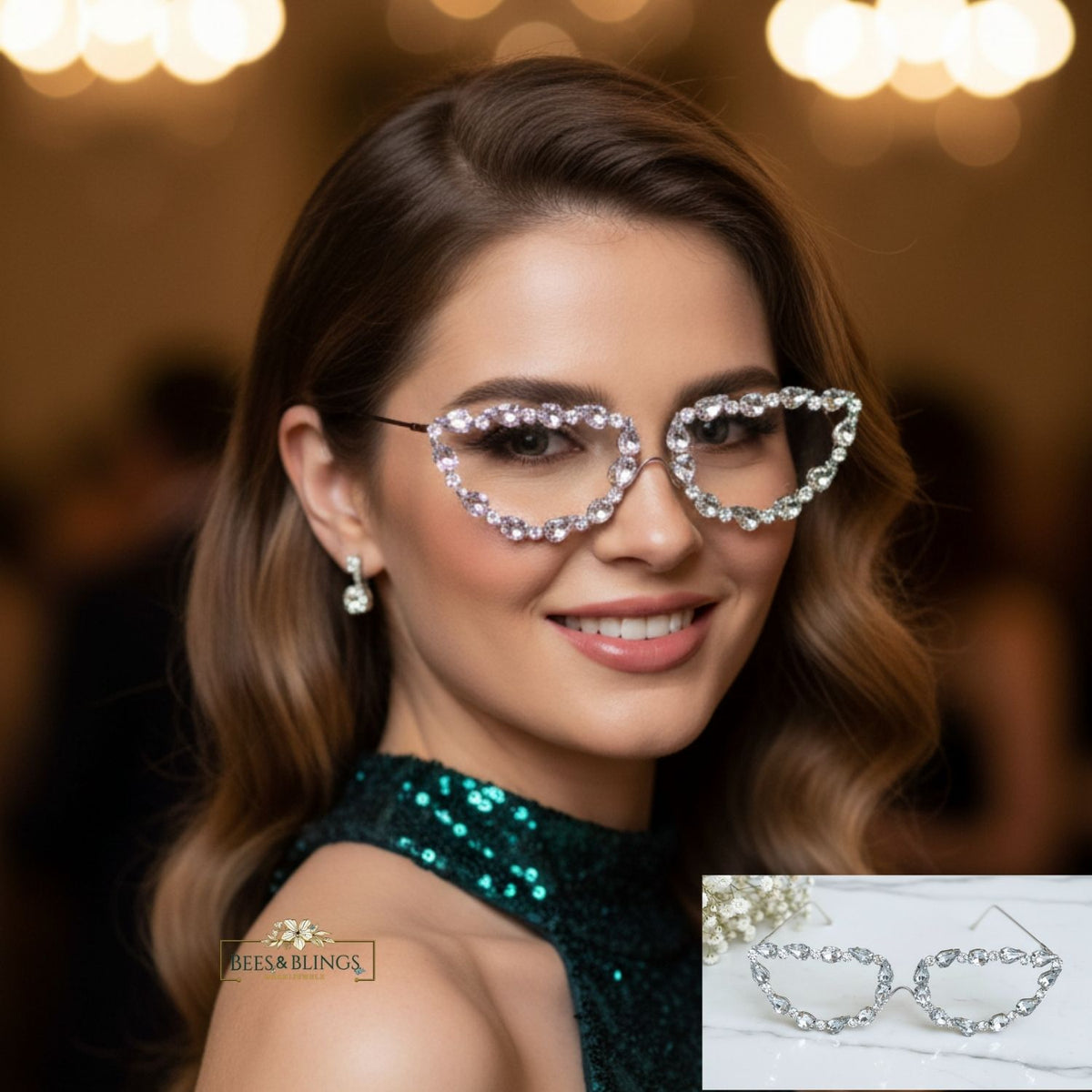 Party Wear Crystal HeartStatement  Facelets