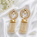 Crystal Pearl Tassel Statement Earrings