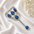 Silver-Blue statement hand harness