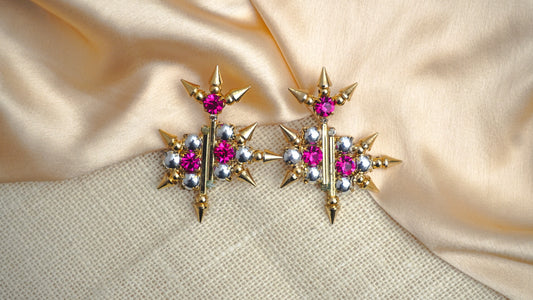 pink-partywear-statement-earrings