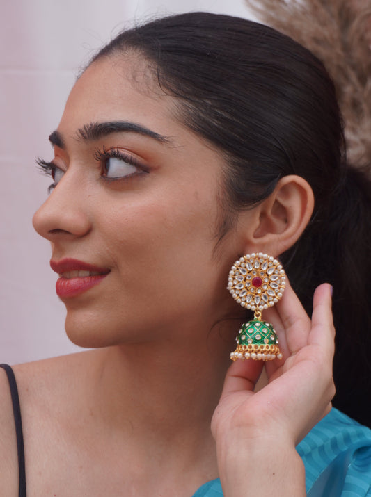 Meenakari Kundan Jhumkis