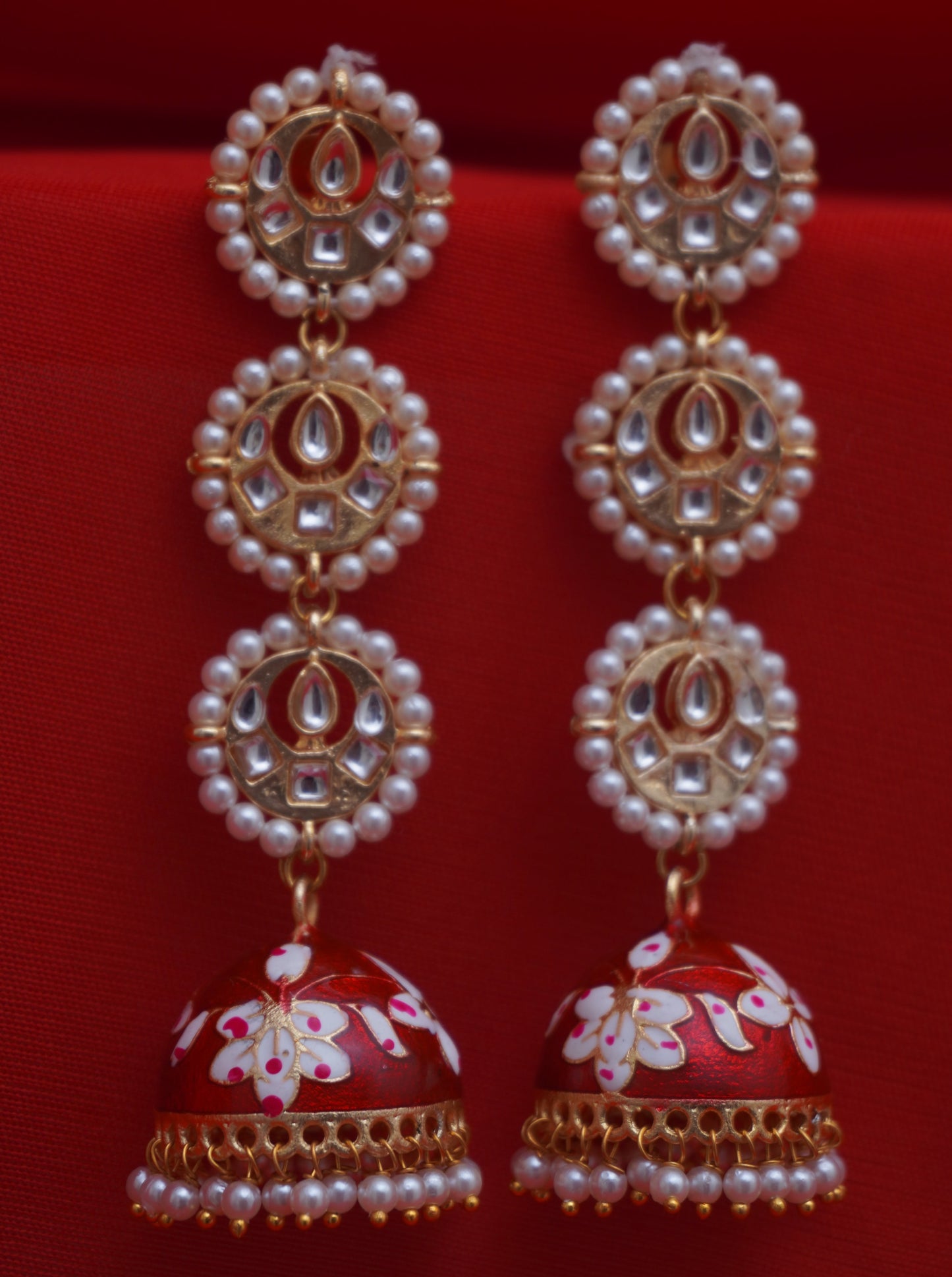 mehroon Kundan Jhumkis