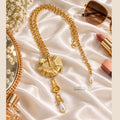 Gold Evil Eye Statement Necklace with Pearl Drop Pendant