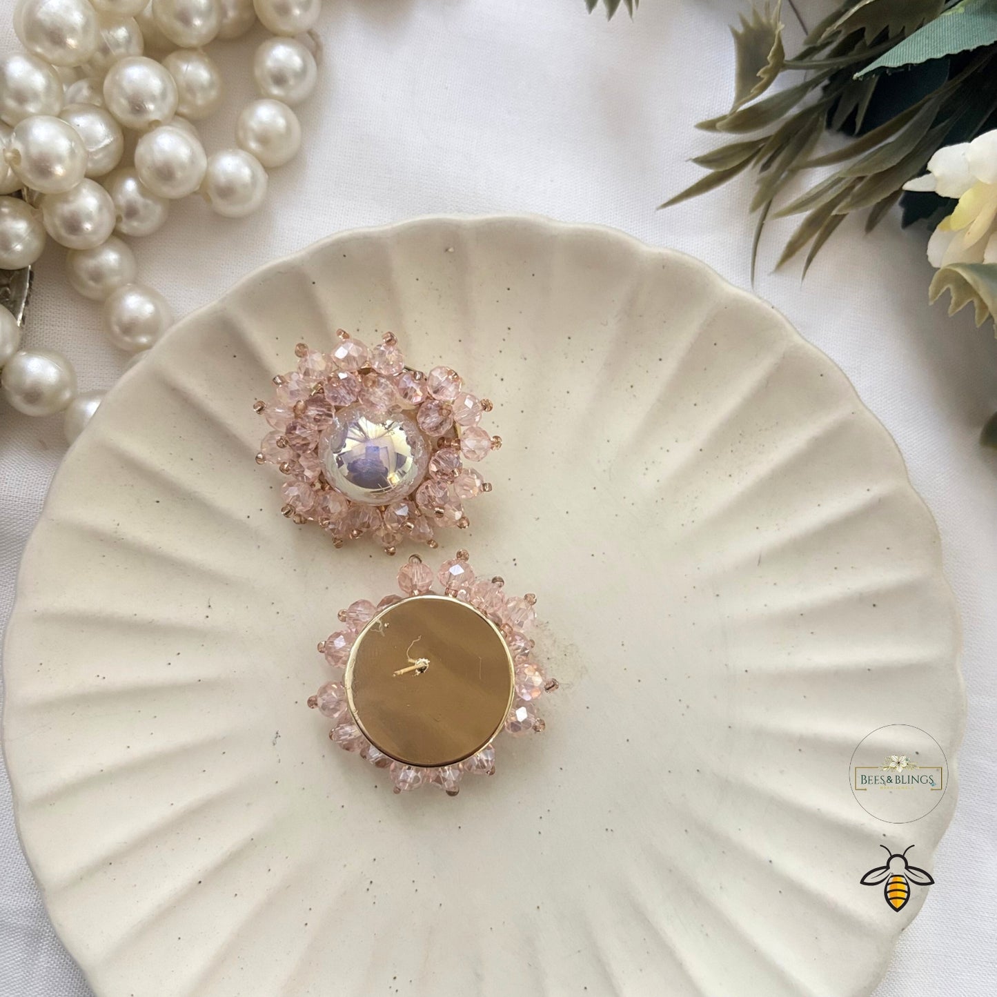 pink pearl noura stud earrings