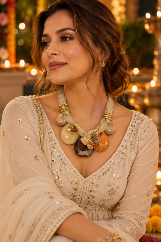 Boho Statement Necklace with Butterfly Charm | Bees & Blings