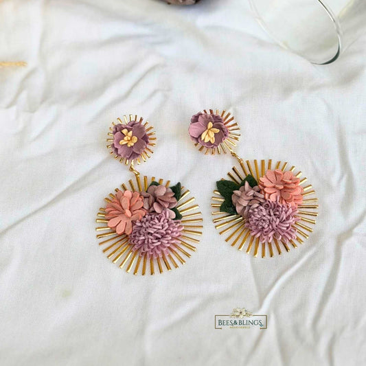 Handcrafted Pink Flower Earrings