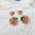 Handcrafted Pink Flower Earrings
