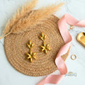 Gold Floral Statement Drop Earrings