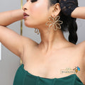 Gold-Floral-Statement-Stud-Earrings