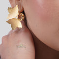 Gold-Plated-Floral-Statement-studs-Earrings