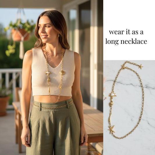 Gold-Starfish-Seashell-Charm-Necklace