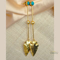 Gold-Turquoise-long-Earrings