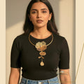 Golden-floral-party-necklace