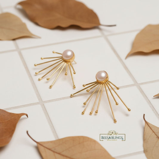 Golden-pearl-stud-earrings