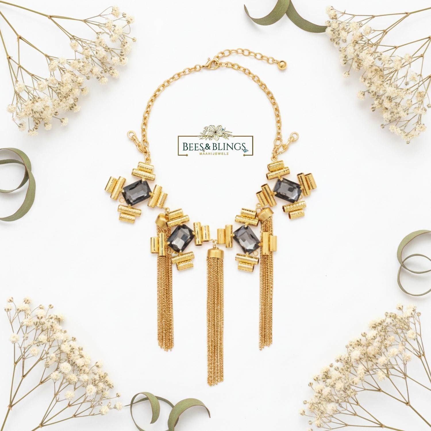 Golden -black -party-necklace 