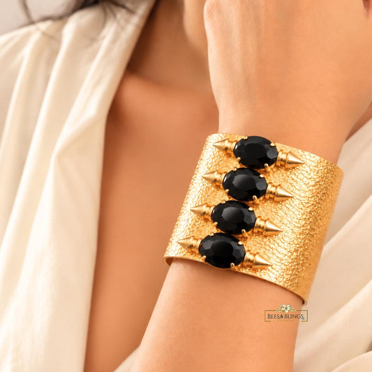 Golden_black_statement_bracelet_women