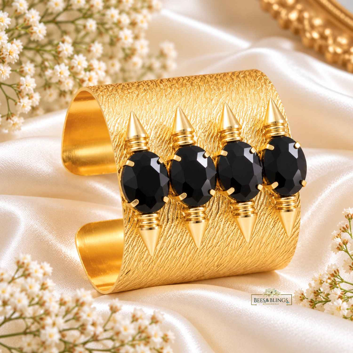 Golden_black_statement_party_bracelet_women